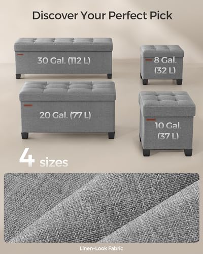 SONGMICS Storage Ottoman Bench, Foldable Foot Rest with Legs | End of Bed Bench, Storage Chest, 43.3 x 15 x 15.8 Inches, Load up to 661.4 lb, Dove Gray, MELISA Collection ULSF018G02 - color: Dove Gray, style: without Flipping Lid