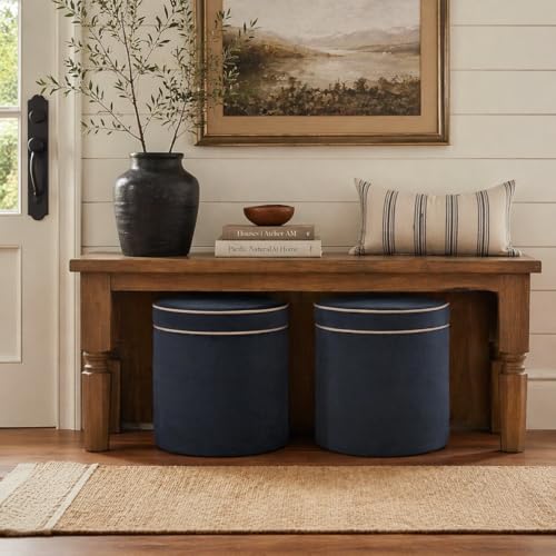 Spatial Order 18" Velvet Storage Ottoman with Lift-Off Lid - Blue Velvet - color: Blue Velvet