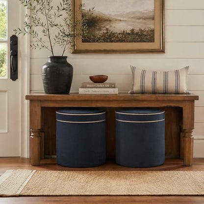Spatial Order 18" Velvet Storage Ottoman with Lift-Off Lid - Blue Velvet - color: Blue Velvet