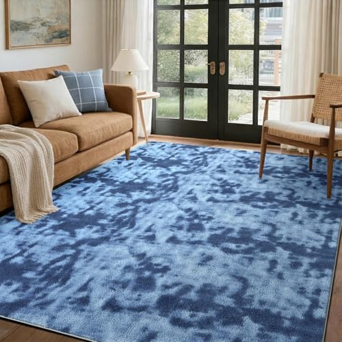 4x6 Tie-dye Teal Area Rug Non-Slip Washable Soft for Bedroom Living Room | Soft丨Stays Put丨Low Pile Thin丨Lays Flat丨Kid & Pet Friendly丨Dorm丨Dining Room丨Nursery丨Indoor丨Laundry丨Kids Room丨Carpet丨Home Decor - color: 01 Tie-dye Teal, size: 4' x 6' (Rectangular)