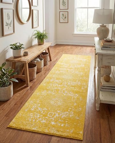 Rugs.com - Arlington Rug – 8 Ft Runner Yellow Coastal Runner Rug – Perfect for Hallways, Kitchens, and Entryways - color: Yellow, size: 2' x 8' (Runner)