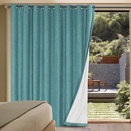 H.VERSAILTEX Linen Blackout Curtains Durable Thick Textured Linen Look 100% Blackout Patio Door Curtain Anti Rust Grommet Extra Wide Sliding Door Curtain Panel, W100 x L108 inch - Teal - color: Teal, size: 100"W x 108"L (Pack of 1)