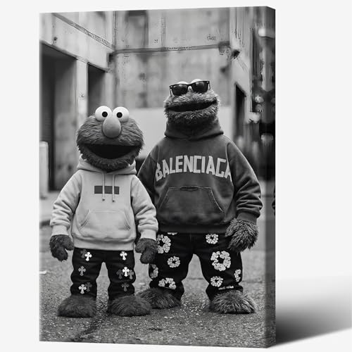 Funny Urban Street Style Poster Black And White Canvas Wall Art Vintage Abstract Urban Characters Inspired Artwork Prints Painting For Living Room Bedroom Apartment Wall Decor 12x16in Wrapped Canvas - color: style 01, size: 12"L x 16"W, style: Wrapped Can