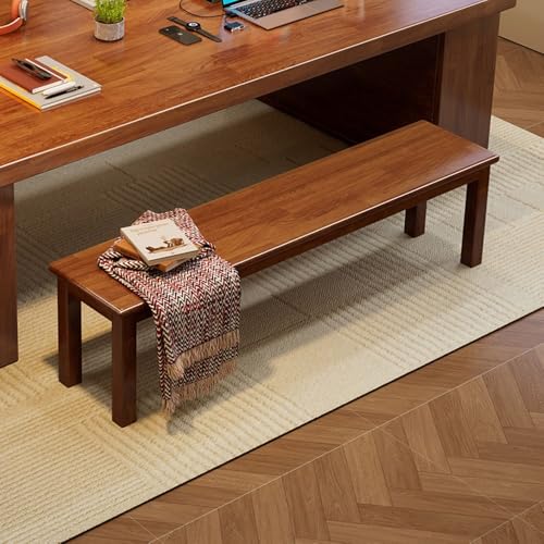 Rustic Farmhouse Bench Thickened Solid Wood Bench Vintage Skinny Dining Bench 31.5"- 78.7"L Narrow Entryway Bench For Living Room, Dining Room,End Of Bed, Hallway(Walnut,31.5"Lx11.8"Wx17.7"H)
