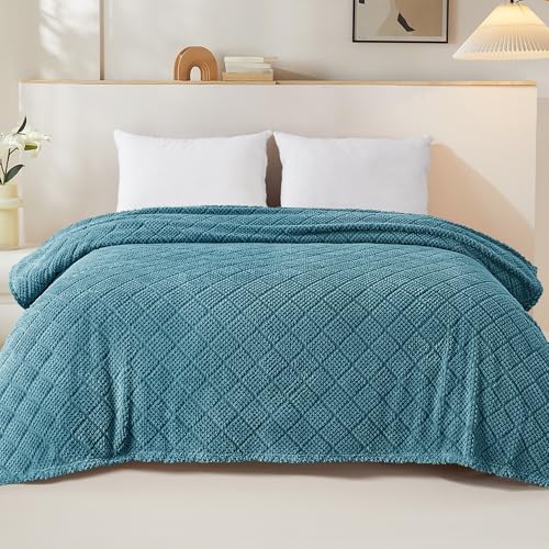 Whale Flotilla Soft Fleece Twin Size Blanket for Bed, Slate Blue | Jacquard Waffle Blankets for Home Decor, Lightweight and Cozy, All Season Suitable, 60x80 Inch - color: Slate Blue, size: Twin(60x80 Inch)