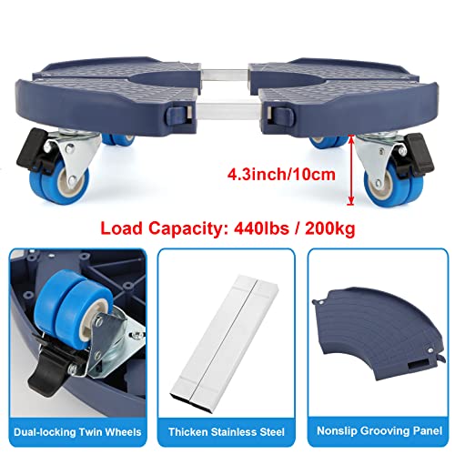 W B D WEIBIDA 2 Pack Plant Roller with Wheels Heavy Duty 440 Pounds, Size-Adjustable Rolling Planter Base with Casters, Round Dolly Cart for Potted Plant, Trash Can and Tiered Planters - color: Blue