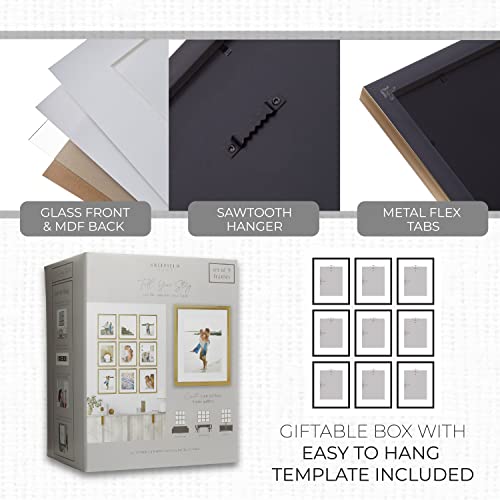 Sheffield Home 9 Piece Gallery Wall Frame Set, 11x14 Inch, Gold - color: Gold, size: 11x14 Inch
