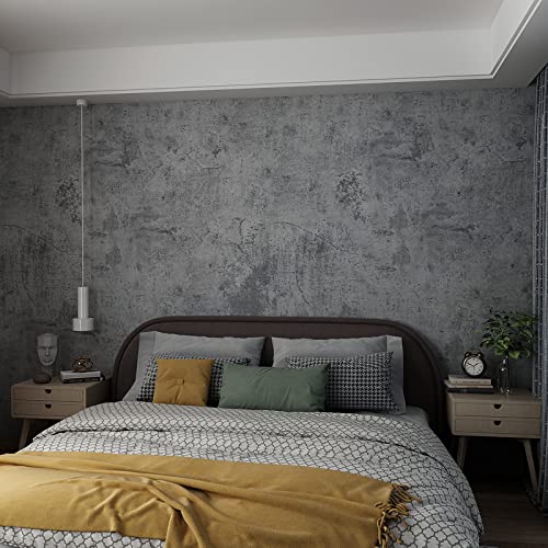 3yecao 24"×591" Large Size Dark Blue Grey Concrete Wallpaper Peel and Stick Waterproof Gray Concrete Contact Paper Vinyl Matte Textured Adhesive Darker Thick Cement Stickers for Bedroom Bathroom Walls - color: Grey Blue, size: 24" x 591"