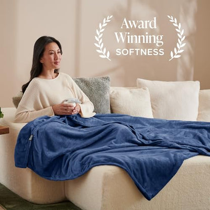 Bare Home Fleece Blanket Luxury Microplush (Full/Queen, Dark Blue) | Ultra-Soft Lightweight Blanket for Bed, Sofa, and Couch, Cozy & Warm Blanket - color: 06 - Dark Blue, size: Full/Queen