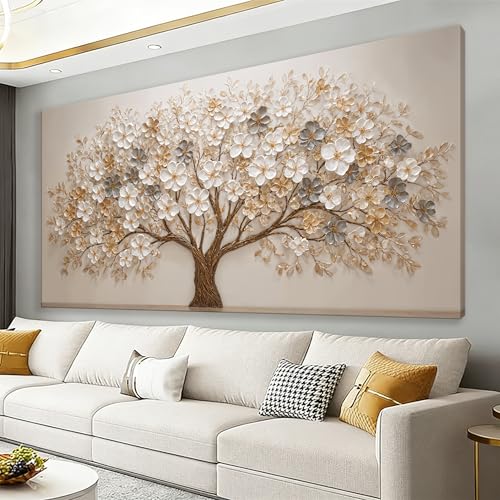 Tsomzxng Nature Tree Of Life Wall Artprints Canvas Art Wall Decor For Living Room Botanical Prints Pictures For Bedroom Family Hallway Minimalist Household Aesthetic Home Wall Decorations 24"×48" - color: LAI-12C, size: 48"L x 24"W
