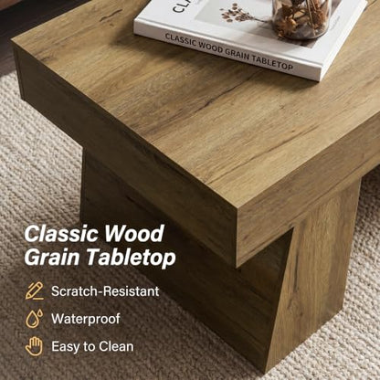 Farmhouse Coffee Table, 47" Retro Brown Wooden Accent Center Table | Modern Low Cocktail Tea Furniture for Living Room, Rustic Brown Finish, Scratch & Water Resistant MDF, Easy Assembly