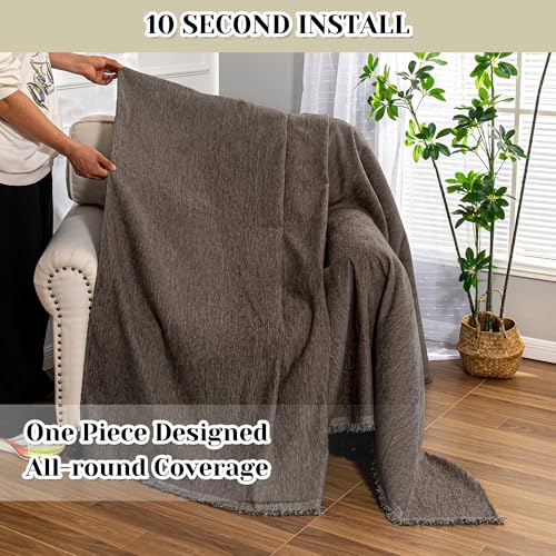 Oversized Chair Cover Small Couch Cover Chair Covers Armchair for Dog Sofa Throw Cover for Sofa Single Recliner, Chenille Sofa Slipcovers for Pets, 71" x 91", Dark Chocolate - color: Tassels Edge-dark Chocolate, size: 71"x 91"