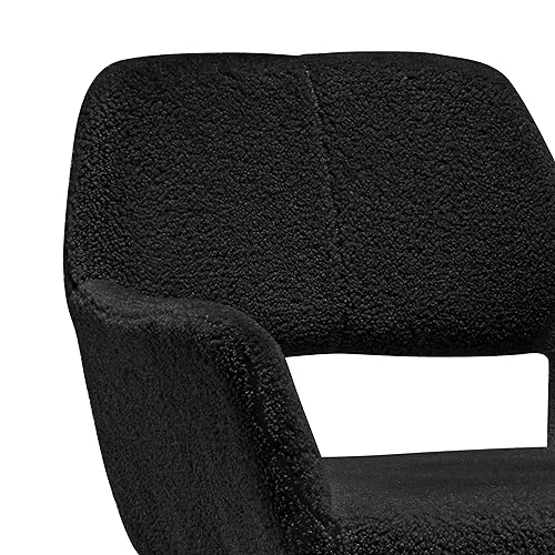 Desk Chair No Wheels Vanity Chair Comfy Accent Chair for Living Dining Room Bedroom Home Office Mid Century Modern Upholstered Armchair Sofa Chair (Wool Black, 1) - color: Wool Black
