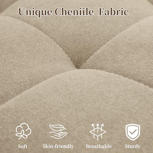 Korser 55.5'' 3-in-1 Convertible Sofa Bed, Pull Out Couch with 5-Position Adjustable Backrest, Loveseat Sleeper Sofa for Small Spaces, Sofa Couch with Cup Holders for Living Room, Office, Chenille - color: Khaki