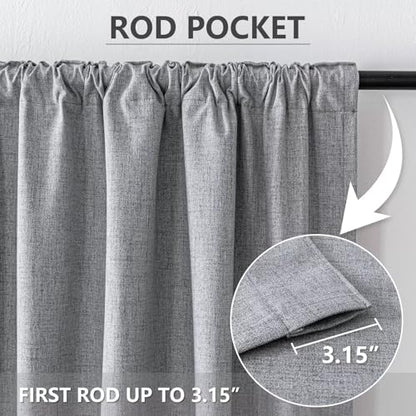100% Blackout Curtains 72 inch Length 2 Panels Faux Linen Long Drapes for Bedroom Living Room Black Out Room Darkening Curtain Thermal Insulated Back Tab Rod Pocket(W37 x L72, Light Grey) - color: Light Grey, size: 37"W x 72"L (Pack of 2)