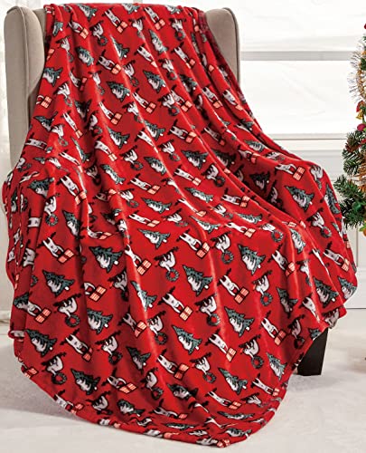 Elegant Comfort Lightweight Printed Throw Blanket- All Season, Ultra Soft, Cozy and Plush- Decorative Throw Blankets, Perfect for Lounging, 50 x 60 inches, Christmas Sloth, Throw Blanket - color: Chrismas Sloth