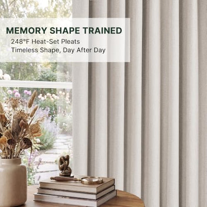 H.VERSAILTEX Pinch Pleated Full Blackout Curtains Diamond Textured Room Darkening Window Curtains 102 inch for Living Room Bedroom Black Out Pinch Pleat Drapes with Hooks 2 Panel, Natural - color: Natural, size: 40"W x 102"L (Pack of 2)