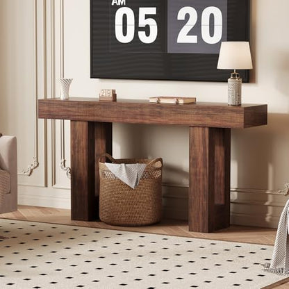 IDEALHOUSE 63" Entryway Table with Power Outlet, Console Table for Entryway | Brown, Wooden Sofa Table, Narrow Hallway Foyer Table for Entryway, Hallway, Living Room - color: Rustic Brown