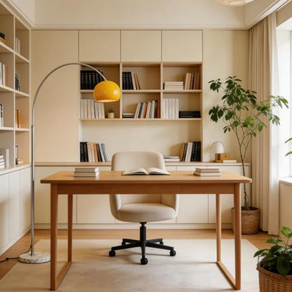 Modern LED Arc Floor Lamp Silver Floor Lamp Glass Shade Standing Lamp with Marble Base Floor Light for Living Room Reading Bedroom Home Office