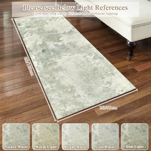 famibay 2x6 Rug Runners for Hallways Non Slip Washable Runner Rug Sage Green Hallway Rug Soft Low Pile Modern Abstract Printed Kitchen Runner Rug for Hallway Bedroom Entryway - color: Sage Green, size: 2 x 6 feet