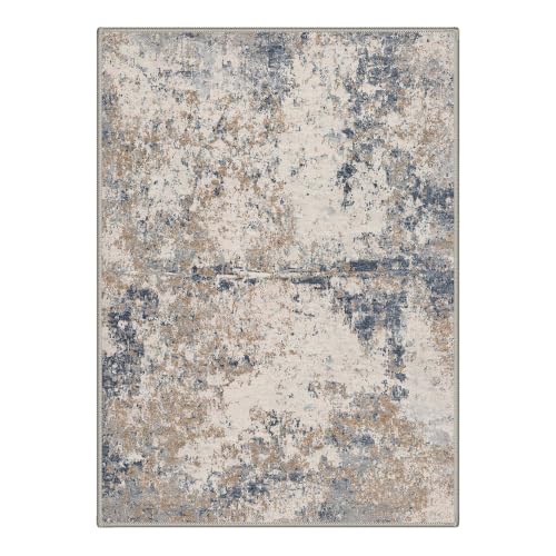 BEIMO 5X7 Modern Abstract Area Rug, Washable Non Slip Soft Living Room Rug | Artistic Rug in Dusty Beige, Soft Faux Wool Rug for Bedroom and Dining Room, Non-Shedding, Easy Care, Lightweight, Low Pile - color: Dusty Beige-4, size: 5' x 7' (Rectangular)