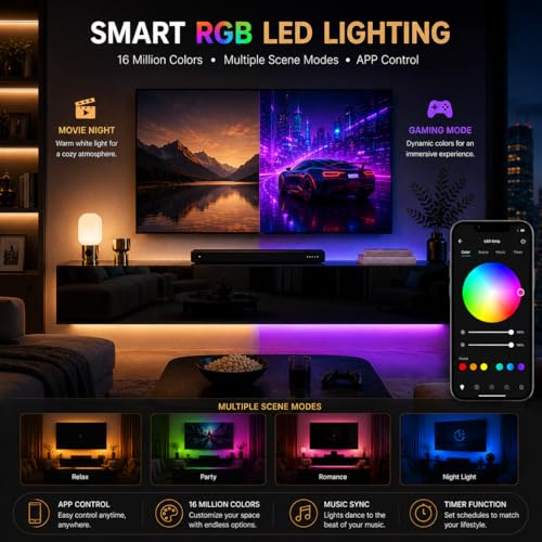 63" Floating LED TV Stands for Living Room w/ Storage, Entertainment Center | Fits TVs up to 70", Glossy Front, Hidden Storage, Wall Mounted, Cable Management, RGB LED, Easy to Clean, Modern Style - color: Black