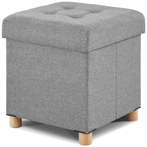 BRIAN & DANY Ottoman with Storage, Square Small Storage Ottoman Foot Rest with Legs, Ottomans Foot Stool for Dorm, Living Room, Entryway 14.8"x14.8"x17.8" (Light Gray) - color: Light Grey, size: 15"D x 15"W x 15"H