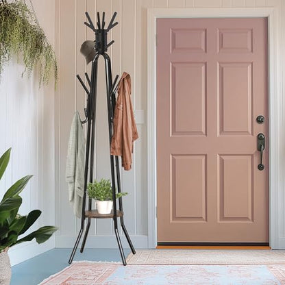 Simple Houseware Standing Coat/Hat Rack with Shelf, 20 Hooks, Rustic Brown | Tree Shaped Rack for Entryway, Hallway, Bedroom, Office