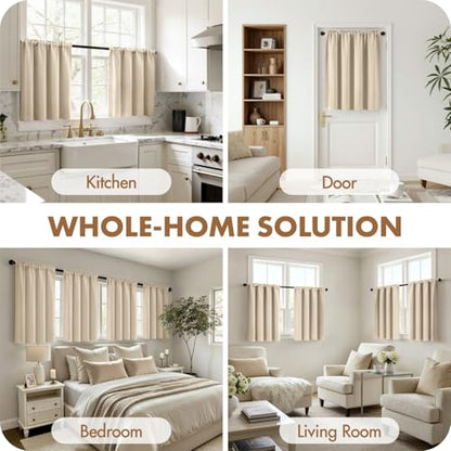 MIULEE Cream Beige Short Blackout Curtains 40"x36" Long 2 Panels | Room Darkening, Kitchen Cafe Rv Basement Bathroom Bedroom Window Drapes, Rod Pocket, Privacy Half Window Small Curtains Tiers - color: Cream Beige, size: 40"W x 36"L (Pack of 2)