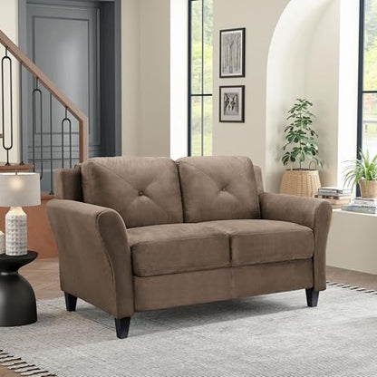Studio Living Harrington 57.9" Loveseat, Transitional Modern, Pocket Coil Comfort, Easy Assembly, Microfiber Fabric, Brown - color: Brown, size: Loveseat