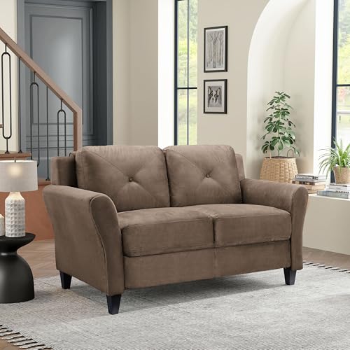 Studio Living Harrington 57.9" Loveseat, Transitional Modern, Pocket Coil Comfort, Easy Assembly, Microfiber Fabric, Brown - color: Brown, size: Loveseat