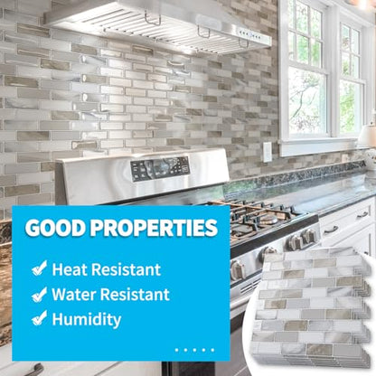 Art3d 10-Pack Marble Peel and Stick Backsplash, 12 x 12 in, Beige & White | Strong Adhesion, Lightweight, Cuttable, Waterproof, Fadeless, Crack Resistant, for Kitchen, Bedroom, Ideal for Recently Moved - color: Beige & White