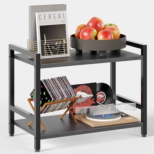 ALISENED 2-Tier Bookshelf, Industrial-Style Bookcase Shelf, Small Shelf Vintage-Style Storage Organizer, Suitable for Home Offices, Living Rooms, and Bedrooms - size: 2-tiers