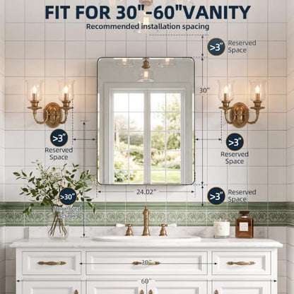24 x 30 Black Medicine Cabinet Mirror, Recessed or Surface Mount | Bathroom mirror with storage: 6 adjustable shelves fit tall bottles; DTC soft-close hinges; rust-resistant aluminum - size: 24" x 30"
