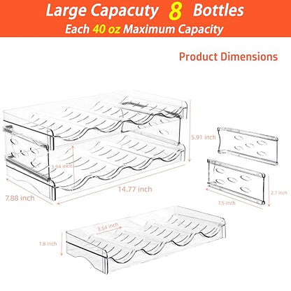 2 Pack Stackable Wine and Water Bottle Holder Free-Standing Fridge Wine Bottle Organizers Clear Plastic Water Bottle Holder for Cabinet,Refrigerator,Pantry,Kitchen Countertops,Holds 8 Bottles - size: 2 Tier-Holds 8 Bottles