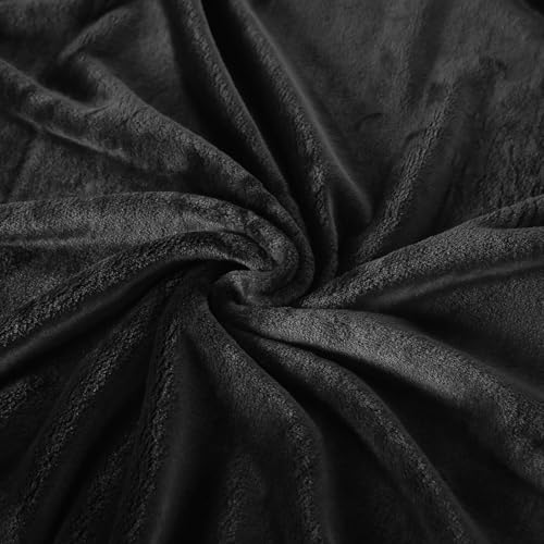 TASTHROW Black Throw Blanket 50x60 Inches | Soft Plush Cozy Fleece Flannel Throw Blanket, Lightweight Warm Throws for Bed, Couch, Bedroom and Living Room, All Seasons - color: Black, size: 50"x60"