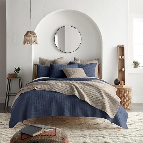 Levtex Home - Mills Waffle - Twin Quilt Set - Navy Cotton Waffle - Quilt Size (68 x 86in.), Sham Size (26 x 20in.) - color: Navy, size: Twin Quilt