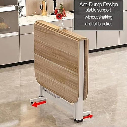 Expandable Drop Leaf Dining Table - Space-Saving Wooden Kitchen Table Multi-Functional 3-in-1 Design for Kitchen & Living Room Foldable Versatile Compact - color: E-weißes Regal, size: 100 cm