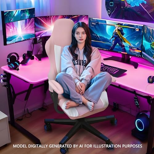 Gaming Chair Covers Only,Stretchable Fit Thick Breathable Mesh | Cat Scratch Proof,Scratch Resistant,Soft,Gaming Chair Seat Cover with 2Pcs Armrest Slipcovers(Pink-white,Style 2) - color: Pink-white, size: Style 2