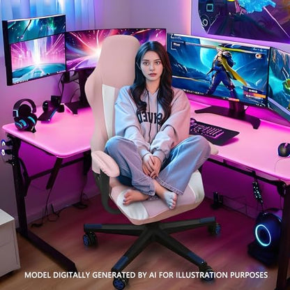 Gaming Chair Covers Only,Stretchable Fit Thick Breathable Mesh | Cat Scratch Proof,Scratch Resistant,Soft,Gaming Chair Seat Cover with 2Pcs Armrest Slipcovers(Pink-white,Style 2) - color: Pink-white, size: Style 2