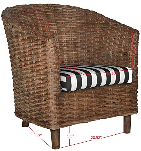 Safavieh Home Collection Omni Honey Barrel Chair - color: Brown/Black White Cushion
