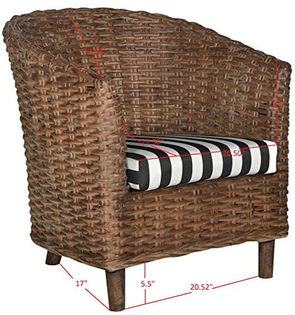 Safavieh Home Collection Omni Honey Barrel Chair - color: Brown/Black White Cushion