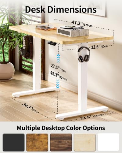 BIZUM Standing Desk Electric Adjustable Computer Desk-Stand up Desk Office Gaming Home Office Memory Desks 48x24 inches Maple - color: Maple, size: 47.2*23.6 Inch