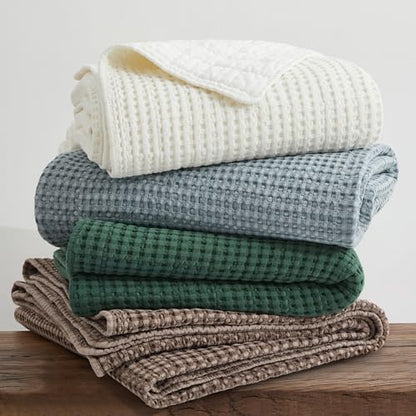 Levtex Home Mills Waffle Twin Bedspread Set (84x104in) with 1 Pillow Sham (26x20in) - Cocoa - Cotton Waffle Twin Size Bedspread Set - Lightweight, Soft, Pre-Washed - color: Cocoa, size: Twin Bedspread