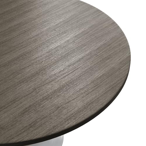 LeisureMod Verve Mid-Century Modern Dining Table with a 48" Round MDF Tabletop and White Steel Pedestal Base for Kitchen and Dining Room (Dark Maple) - color: Dark Maple Wood, size: 48 inch Wide