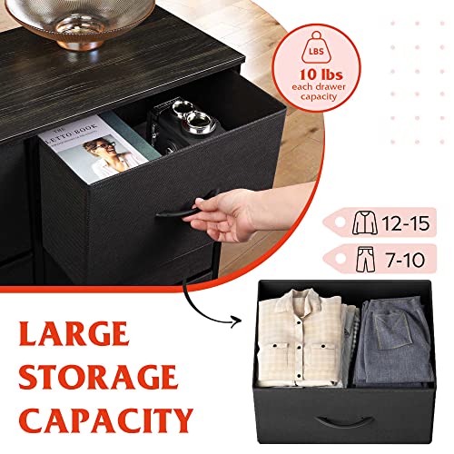WLIVE Tall Dresser for Bedroom with 10 Drawers, Black | 10 Drawers, Fabric Dresser for Closet, Storage Tower with Cabinet, Metal Frame - color: Charcoal Black