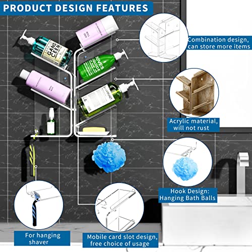 AITEE Acrylic Bathroom Organizer Caddy Shampoo Holder Combination Shelf | No drilling, wall mounted, combination inclined shelf, for bathroom, acrylic, rustproof, for bathroom toiletries - style: Upgraded Shelf