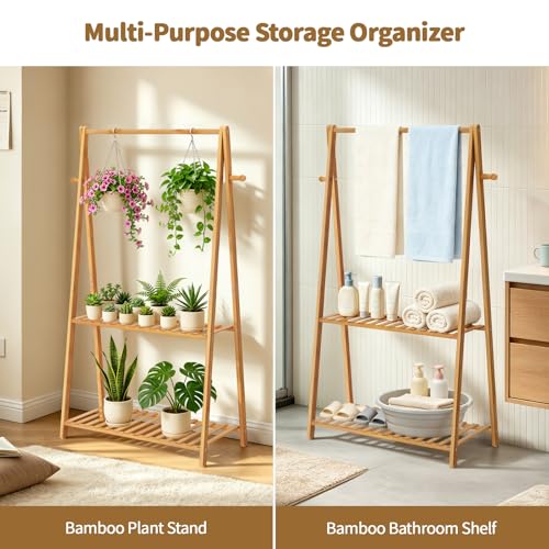 Kids Clothing Rack Small Baby Clothes Racks Bamboo Garment Rack 50"H | Wooden Short Mini Dress Up Costume Rack with Shelves for Hanging Clothes, Nursey Toddler Shower Children Clothes Hanger Rack - size: 2-Tier,50" Tall