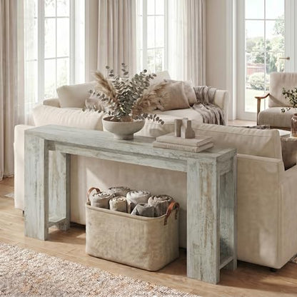 1Easylife 70.9-Inch Farmhouse Console Table, Narrow Wooden Sofa Table | Extra Long Entryway Accent Table for Living Room, Hallway, Entrance, Foyer, Distressed White - color: Distressed White