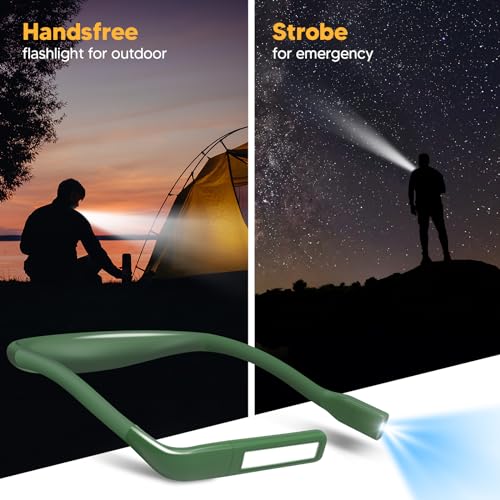 Neck Reading Light, 80-hr Lasting Rechargeable Book Light Wide Lamp | 3 Color Stepless Dimming Neck Light,Bright Dual Lamps, Wearable, Bendable Arms Booklight, Knitting Crochet Accessories Crafts - color: Green